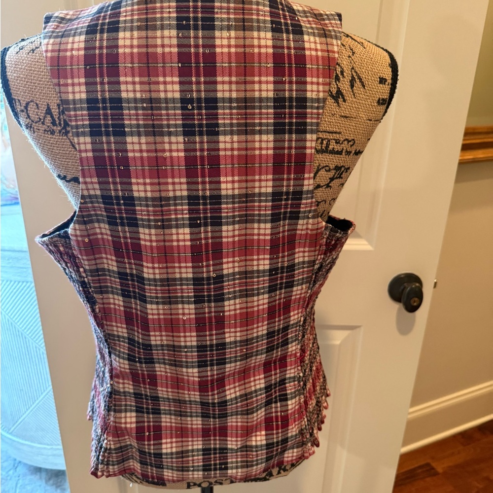 Maeve sparkle plaid vest size large - Picture 3 of 5